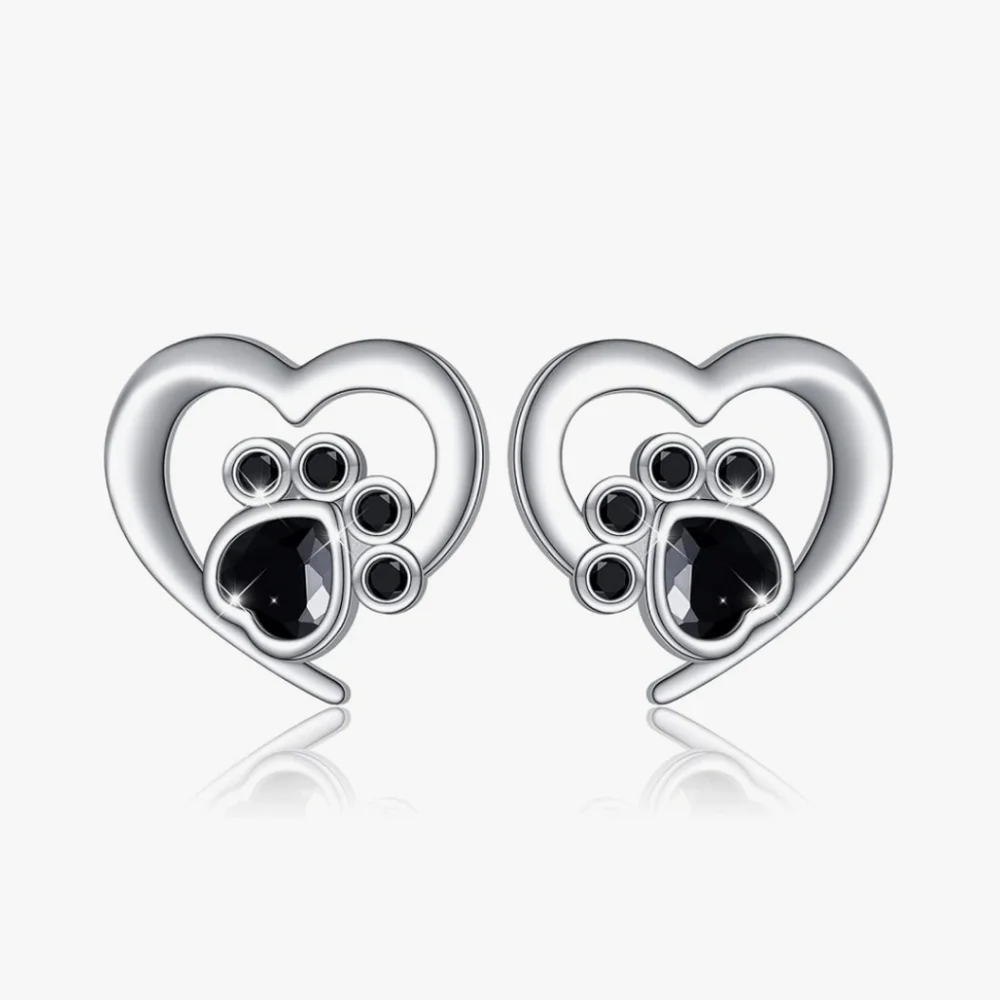 Paw Heart Stud Earrings